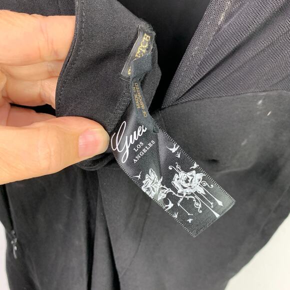 Guess Black Cutout Stretch Sheer Shoulders Bodycon Short Dress Size 9 - Picture 6 of 6